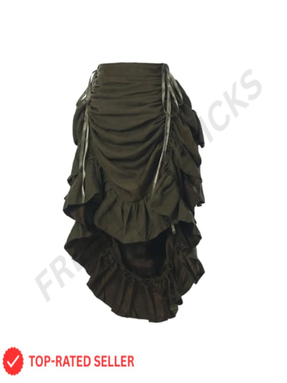 Victorian Steampunk Asymmetric High Low Ruffle Skirt Pirate Burlesque Costume